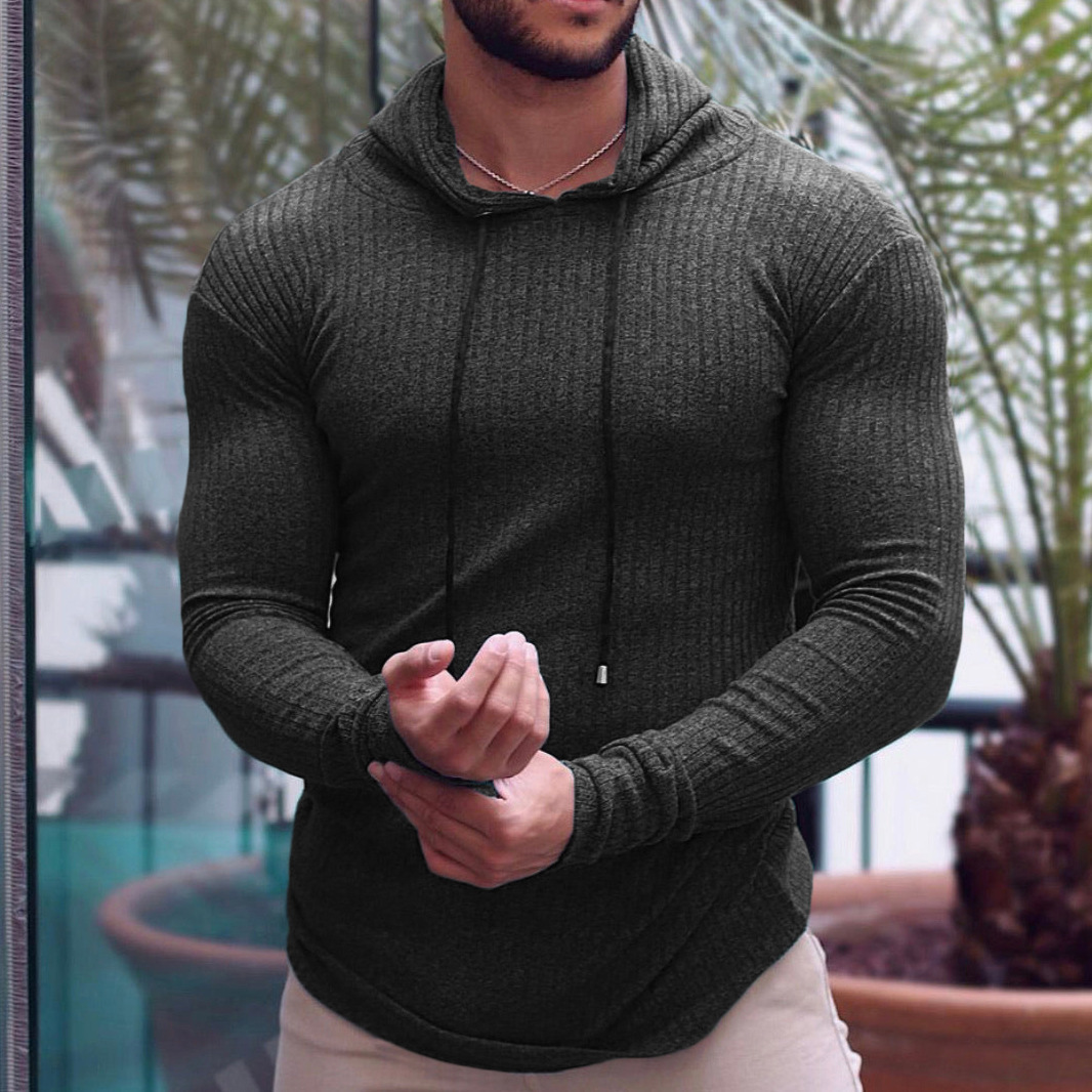 Muscle Fitness Herren Sport Training Langarm Pullover Outdoor Laufen Slim Fit Hoodie_voghion.com