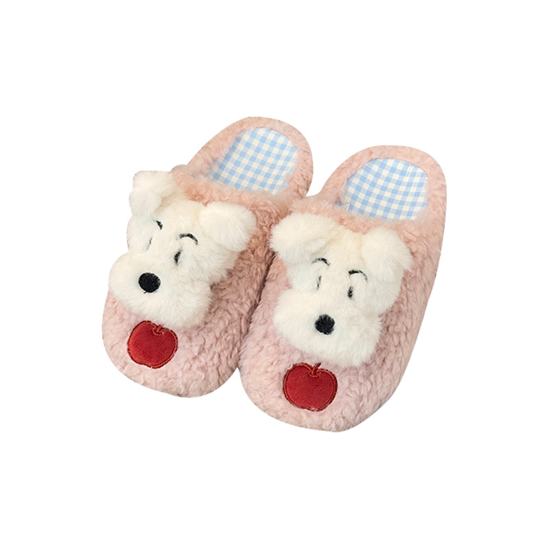 2025 otoño y invierno de las tierras altas occidentales con una base gruesa de vello antideslizante zapatillas de lana multifacéticas de alto valor de cara lindas zapatillas de algodón de dibujos animados para mujeres
