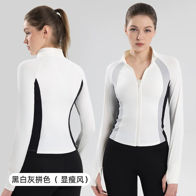 Спортивная одежда для занятий йогой на открытом воздухе, солнцезащитная одежда для женщин, летняя куртка с защитой от УФ-лучей, тонкий воротник-стойка, крутая солнцезащитная одежда из ледяного шелка