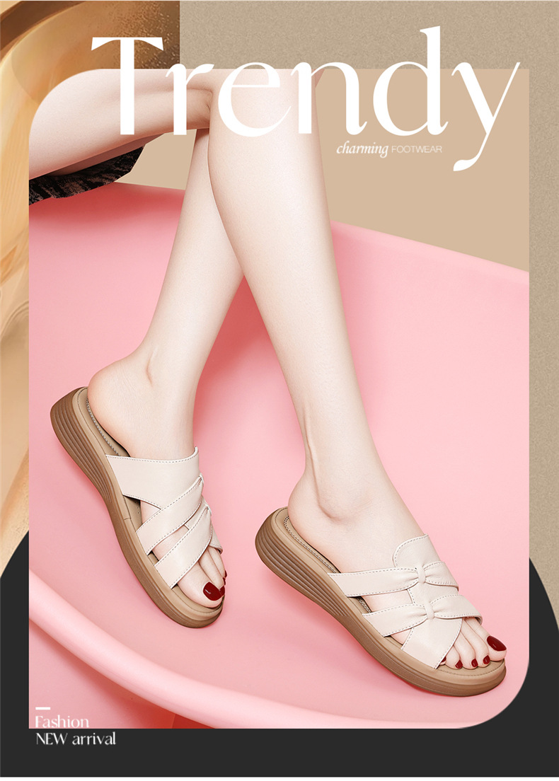 Dép sandal nữ da thật đế phẳng cỡ lớn chống trượt gân đế bền — JST 7158m màu, JST 7158 màu đen chi tiết 2