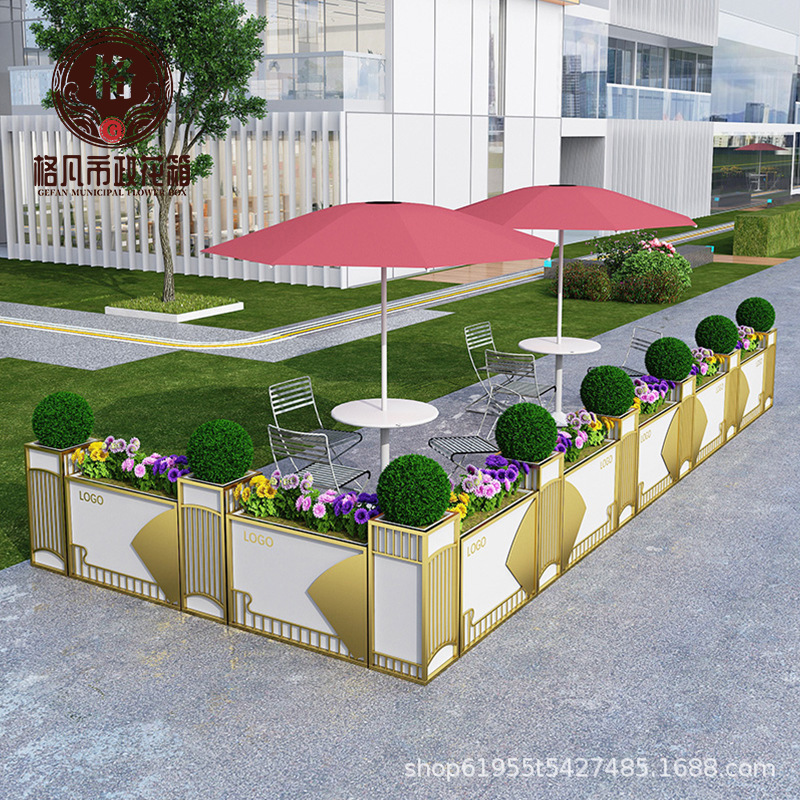 售楼部市政广场景观栅栏户外花坛铁艺花箱餐厅酒店商业街隔断花槽
