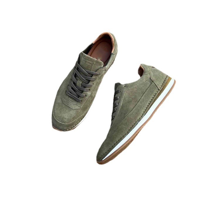 Qile men's top layer lace up flat bottomed frosted cowhide inner outer full leather comfortable and fashionable color_voghion.com