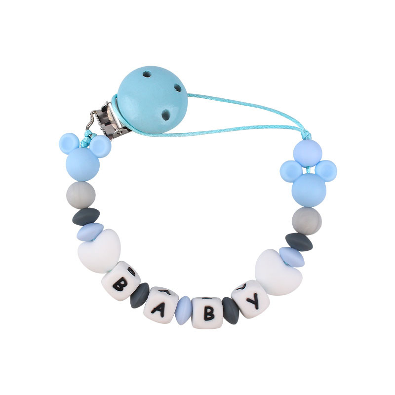 Bebé de dibujos animados Mickey cabeza pequeñas cuentas de silicona molar mordedor nuevo nombre del bebé DIY haciendo pezón cadena anti-caída