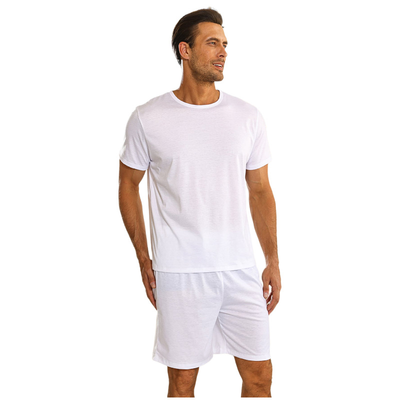 Conjunto de ropa de casa para hombre de comercio exterior, ropa de descanso informal fina de verano para hombres jóvenes, pijamas cómodos y elegantes para hombre con mangas cortas y pantalones cortos.