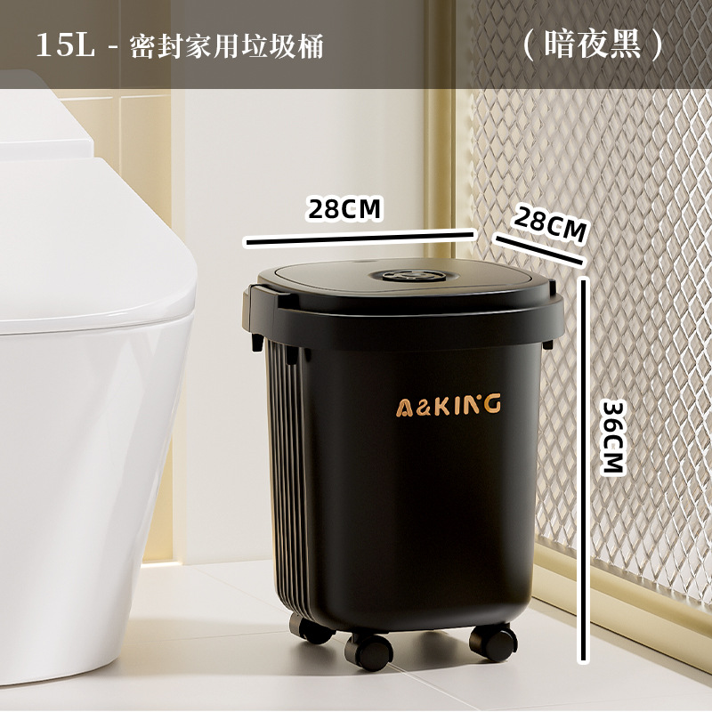 Basura doméstica cuadrada con ruedas de alto valor facial cubre cubo de inodoro de gran capacidad para sala de estar dormitorio cesta de papel especial para cocina