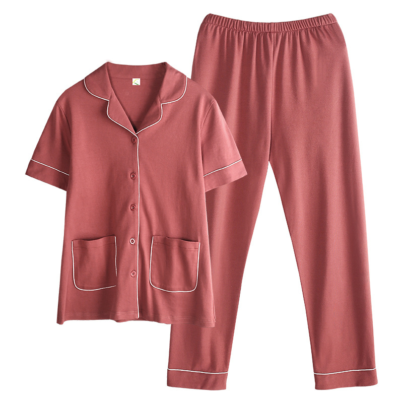 Pijamas de verano para mujer 100% pantalones de manga corta de algodón ropa para el hogar verano para mujer talla grande más delgada primavera y verano traje de dos piezas