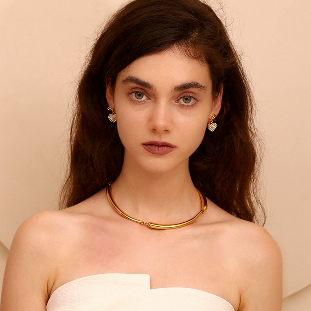 Pearl Love Pendant Bow Stainless Steel Earrings