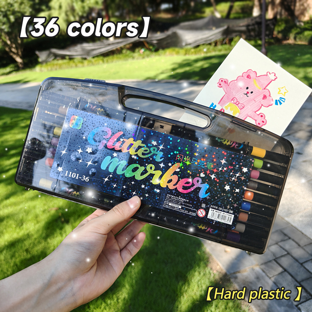 Transfronterizo flash resaltador doble cabeza conjunto de alto valor visual de los estudiantes de arte pincel de pintura marca clave pincel de polvo flash