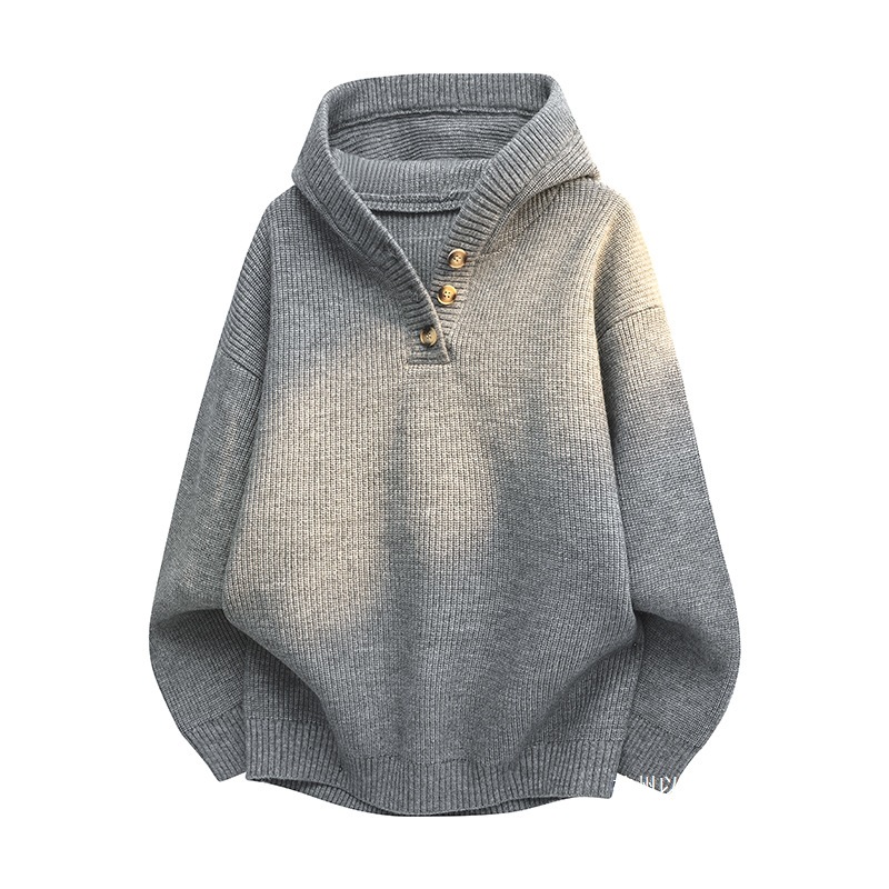 Cross-Border Export Knitwear Men's 2025 Autumn and Winter New Style Youthful and Energetic Style Loose Hooded Pullover Thickeneded Knitwear Men