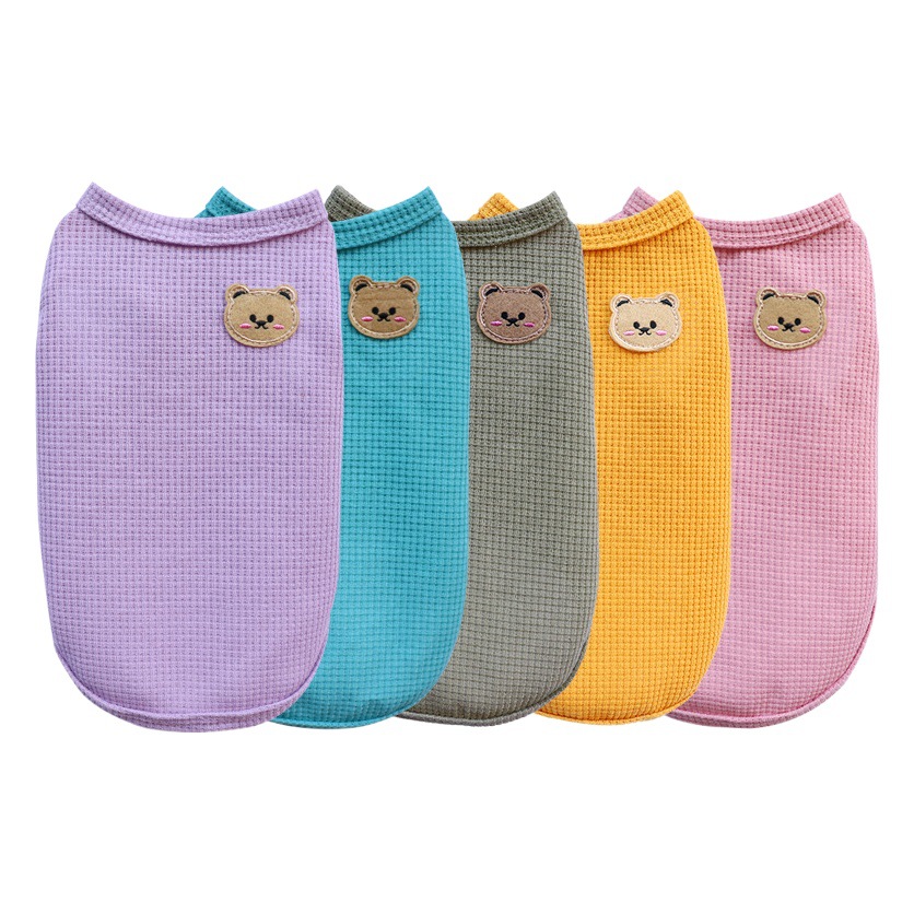 Pet cat dog clothes spring and summer new waffle pet vest small and medium-sized dog teddy bear dog clothing wholesale