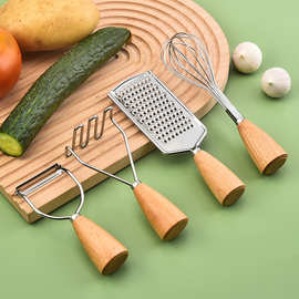 不锈钢瓜刨奶酪芝士刨瓜果削皮刀木柄压薯器打蛋器厨房小工具批发