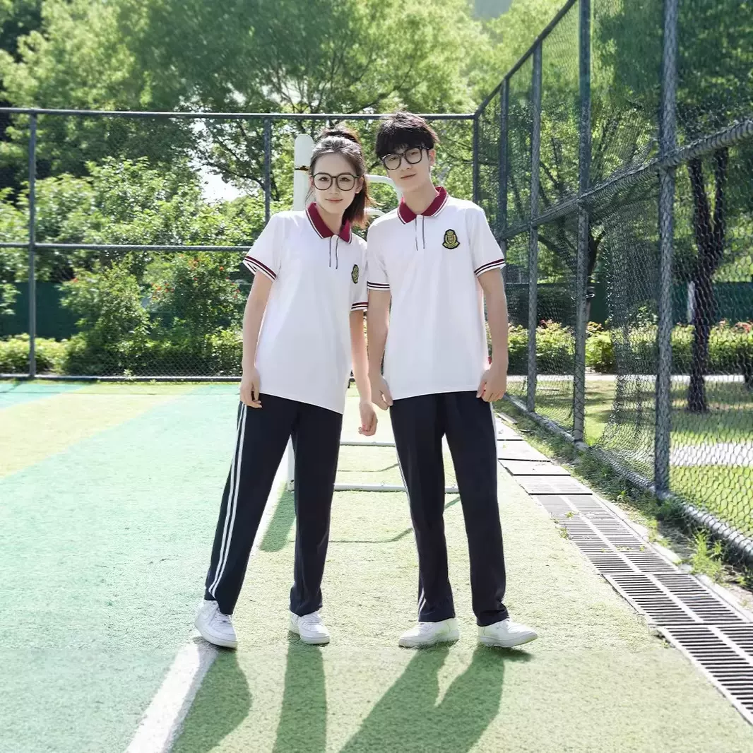 夏季中小学生校服短袖长裤男女休闲运动服套装高中生初中学生班服