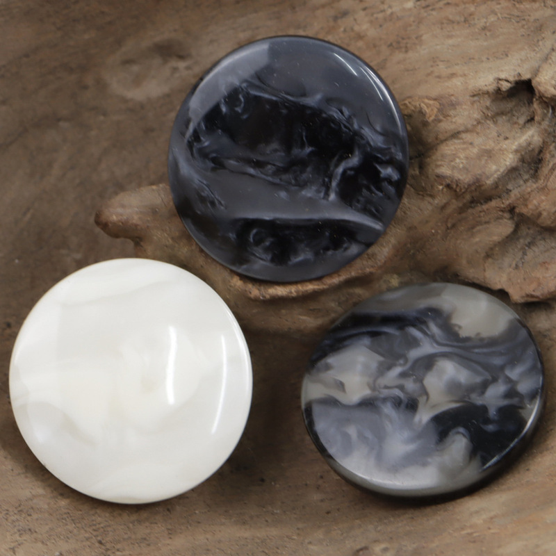 Off-white Imitation Ceramic Marble Pattern Autumn and Winter Coat Trenchcoat High-foot Resin Button Accessories Oversized Decorative Button