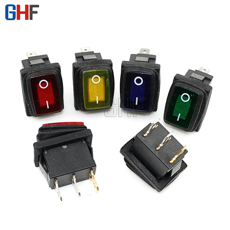 KCD1硅胶防水船型开关 带灯防水翘板开关 防水防尘船形开关15*21