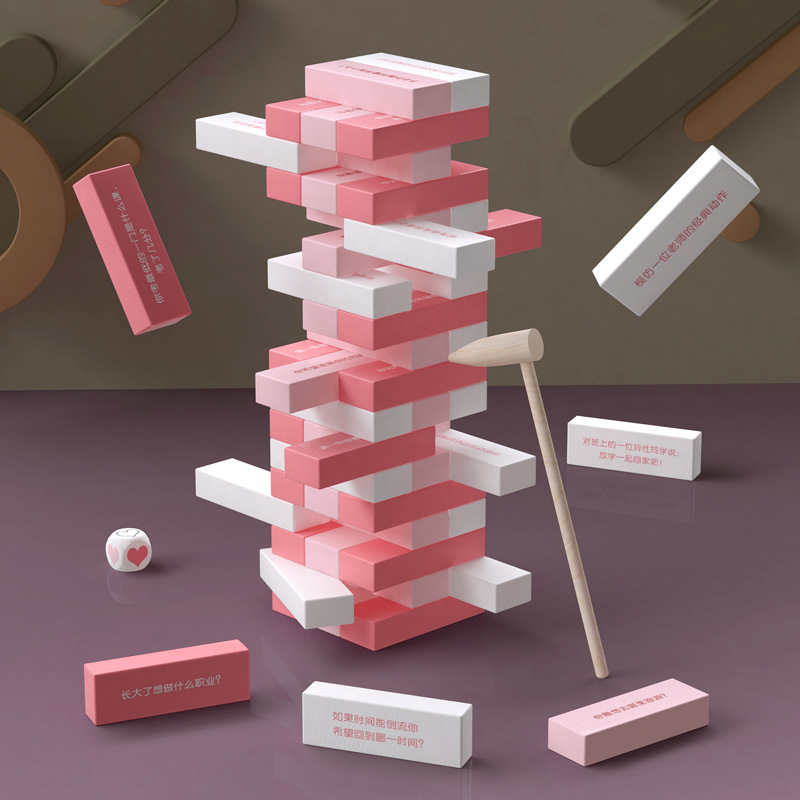 Colores de madera equilibrados en capas apiladas en capas, bloques de dibujo altos, juguetes educativos para niños