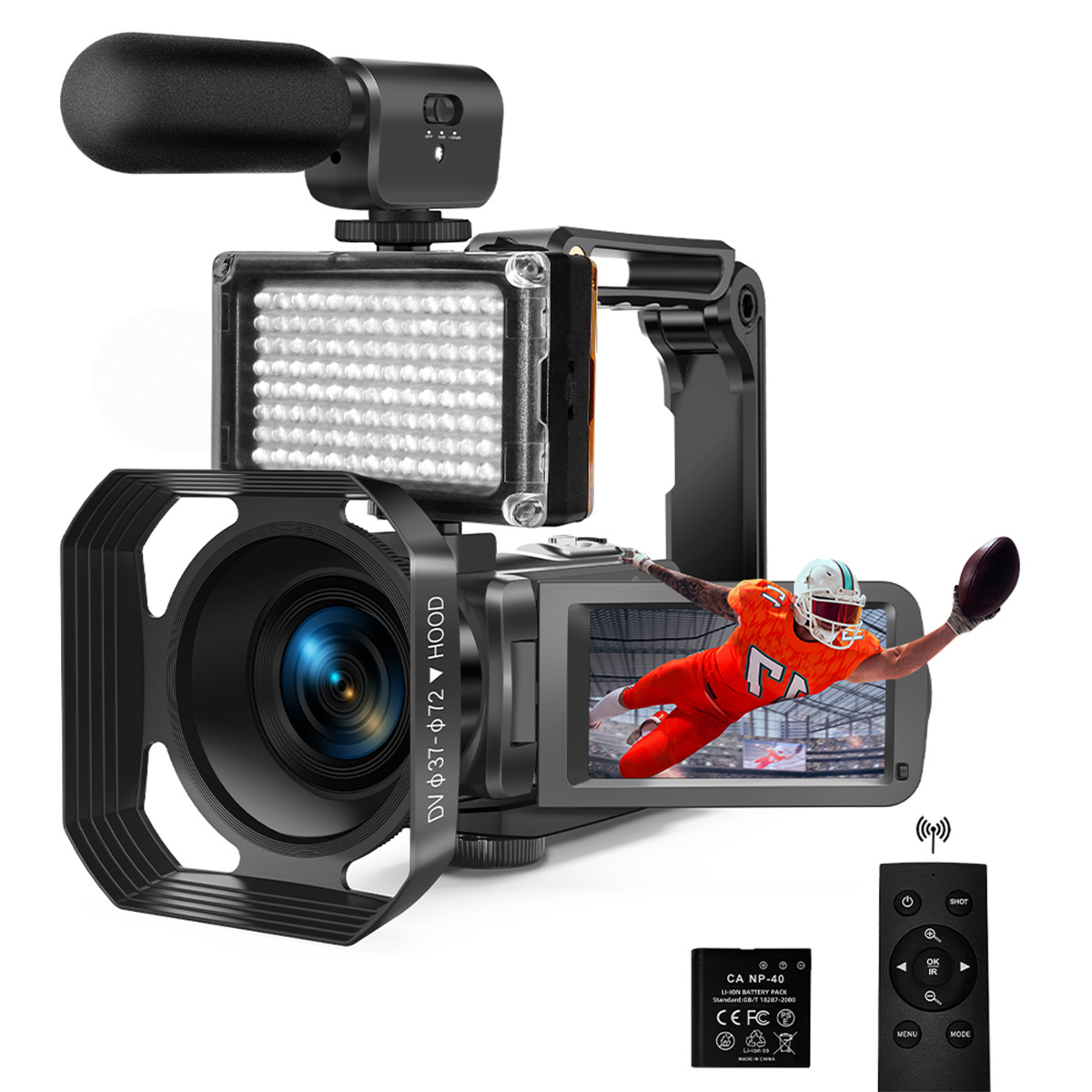 Cámara digital 4K con micrófono a prueba de viento Grabación de luz de relleno 4K30 Marco de vídeo monopolio transfronterizo ventas directas de fábrica