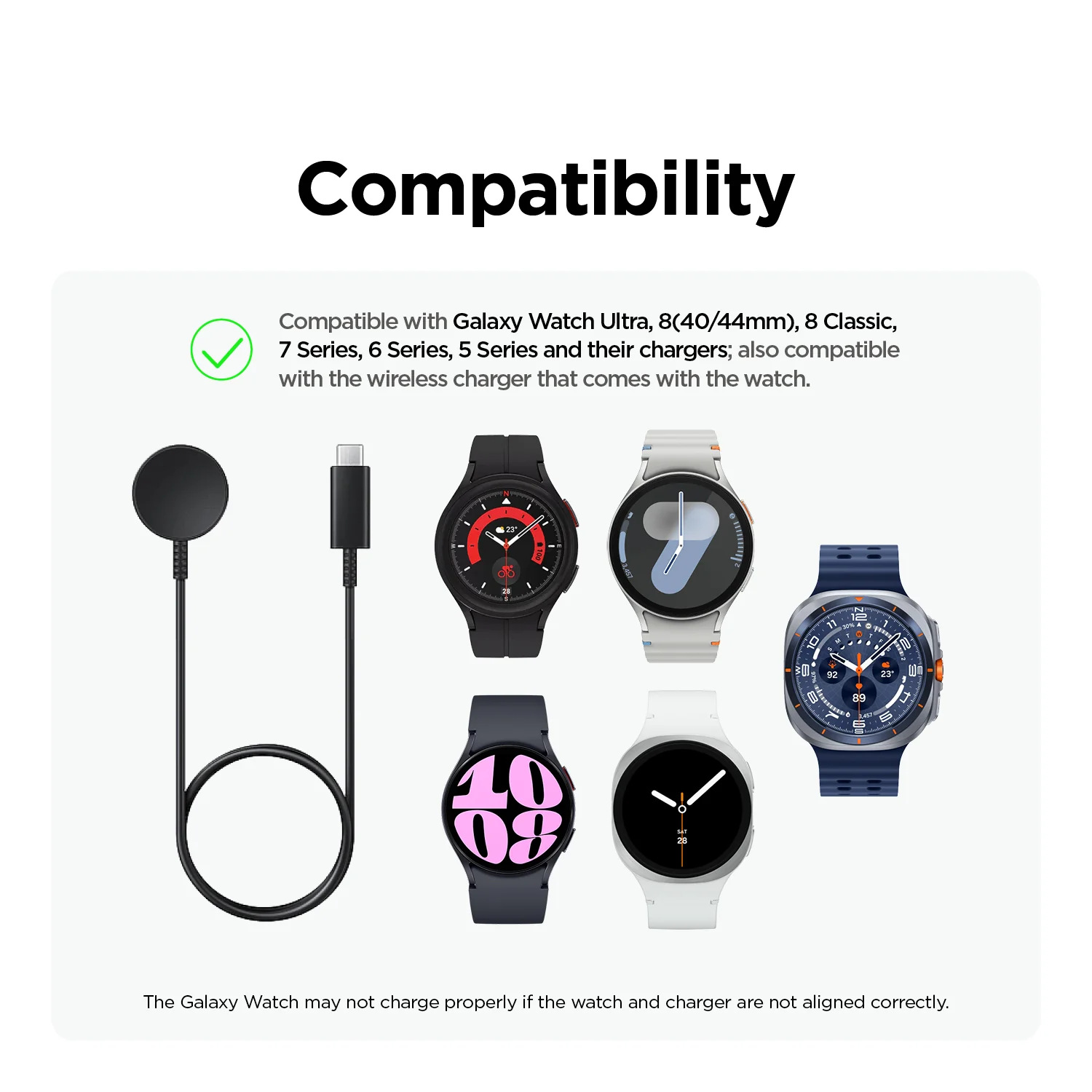 Base de carga de silicona para reloj Samsung Galaxy watch5/6/7/8Pro/Ultra
