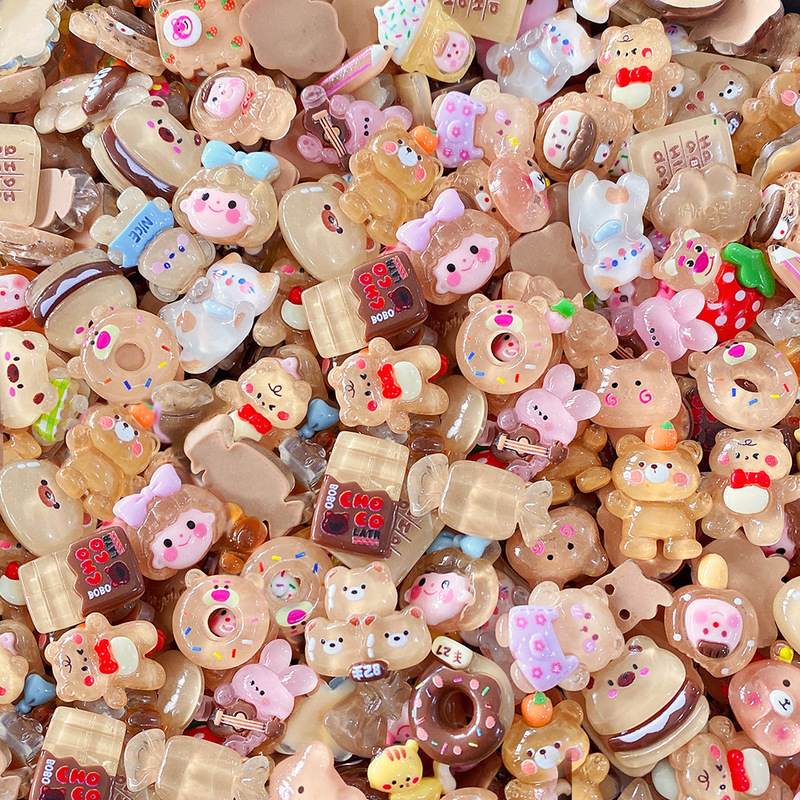 超萌えアニメ系食游福袋樹脂アクセサリーdiyアクセサリー携帯ケースヘアクリップクリームゴムアクセサリー置物|undefined