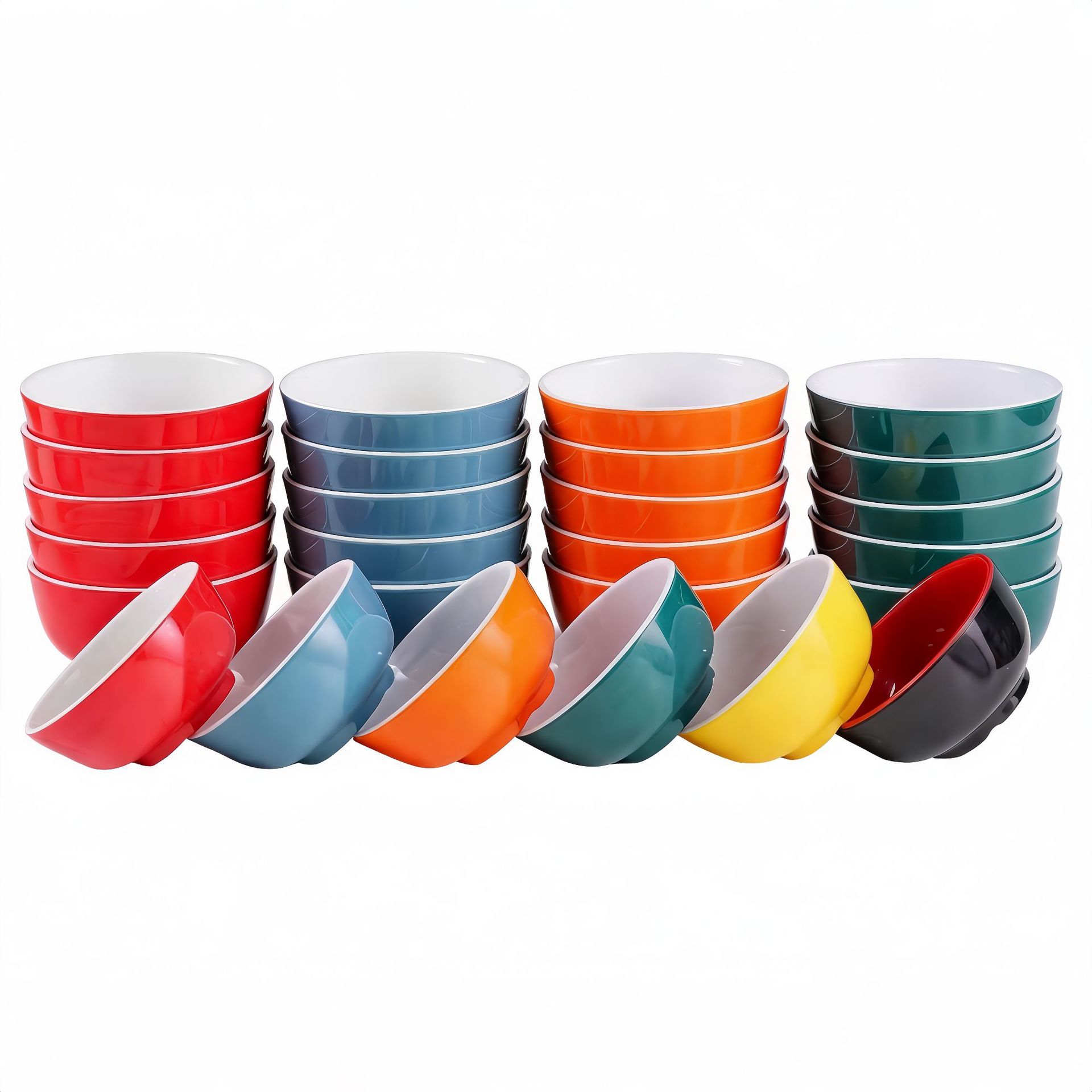 Tazlo de melamina de dos colores comedor de arroz tazón de plástico de porcelana de imitación comercial tazón de sopa tazón de gachas tazón de gachas de arroz frito tazón de alimento