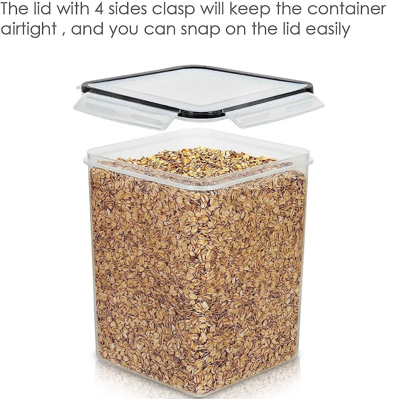 Barril de harina transfronteriza 5.2L caja de almacenamiento de plástico cuadrada para alimentos caseros frutas secas granos caja de almacenamiento a prueba de humedad