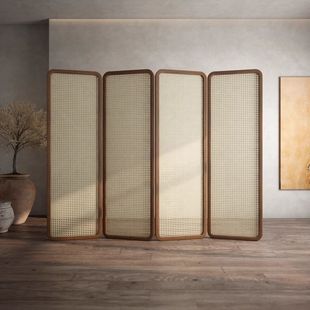 New Chinese Style Rattan Screen Partition Living Room Folding Mobile Entrance Bedroom Hotel Partition Simple Entrance Entrance