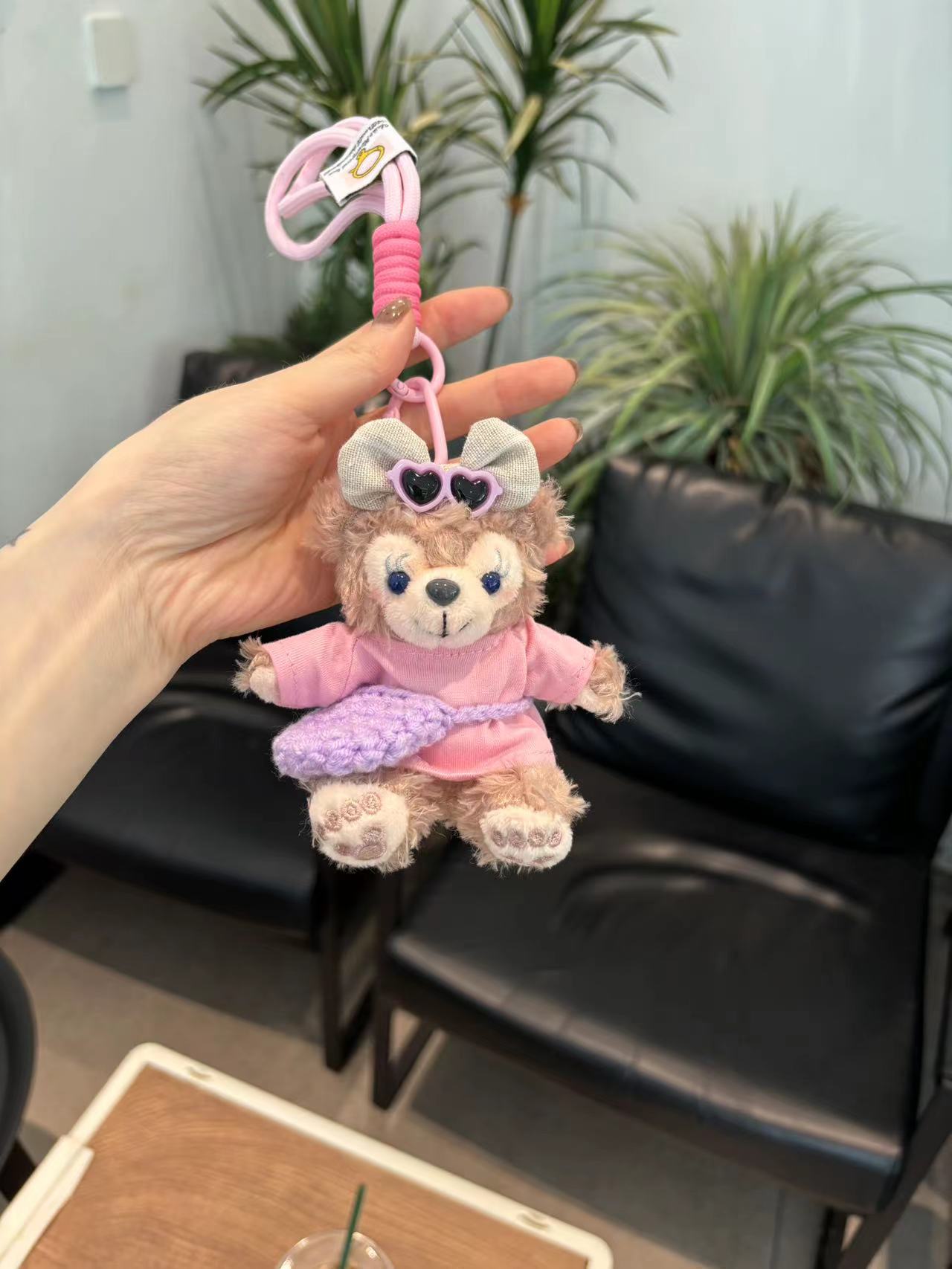 Nuevo Duffy oso llavero de automóvil lindo caricatura muñeca de peluche bolsos colgantes chicas pareja muñeca colgantes