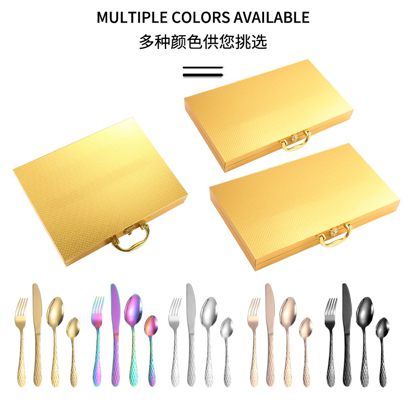 Fuente transfronteriza de cubiertos de acero inoxidable cuchillo y tenedor cuchara set cubiertos de agua set 24 / 36 / 48 piezas set caja de regalo set
