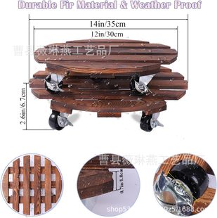 Factory direct supply wholesale wooden removable flowerpot tray solid wood torus universal wheel potted torus wooden base