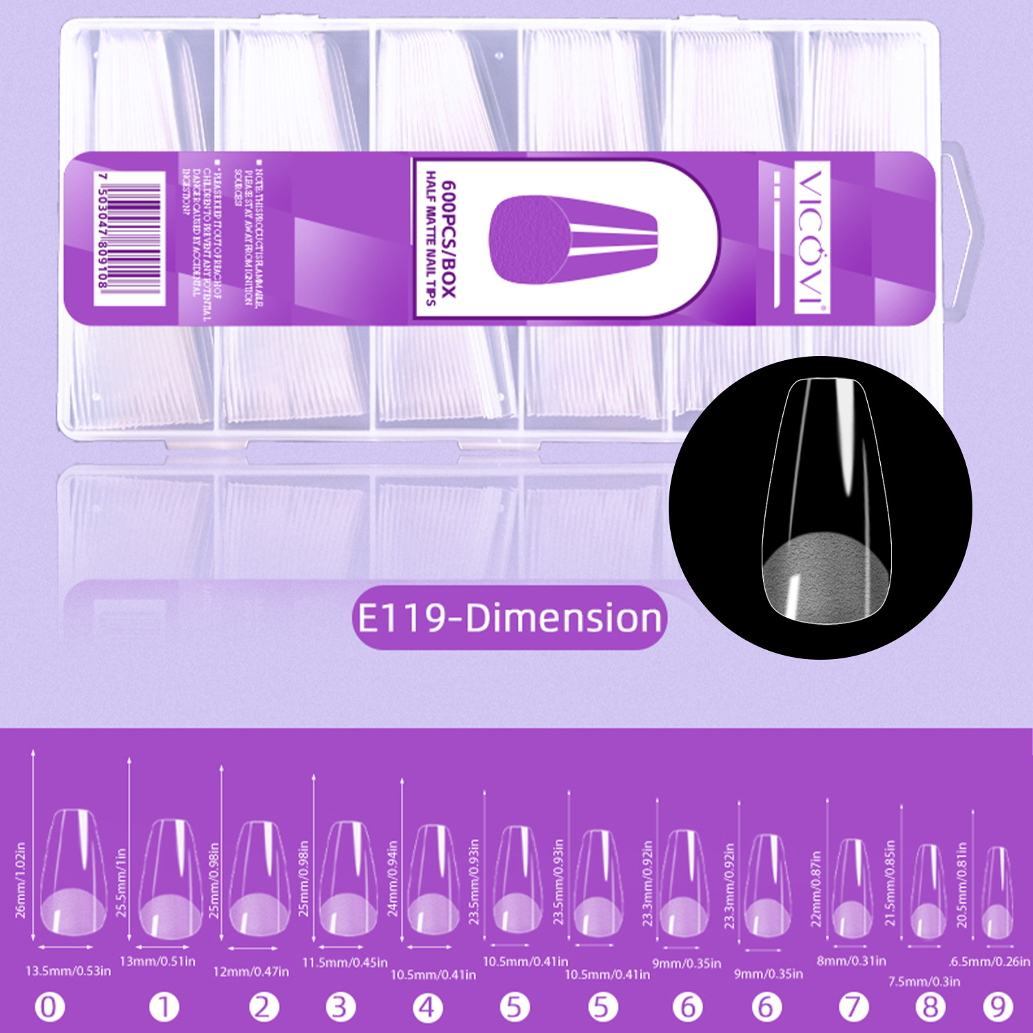 Transfronterizo nuevo arte de uñas pieza de uñas talla-libre de molienda delgada mitad esmerilado sin costuras europeo y americano helado dedo falso 600 piezas pieza de uñas al por mayor