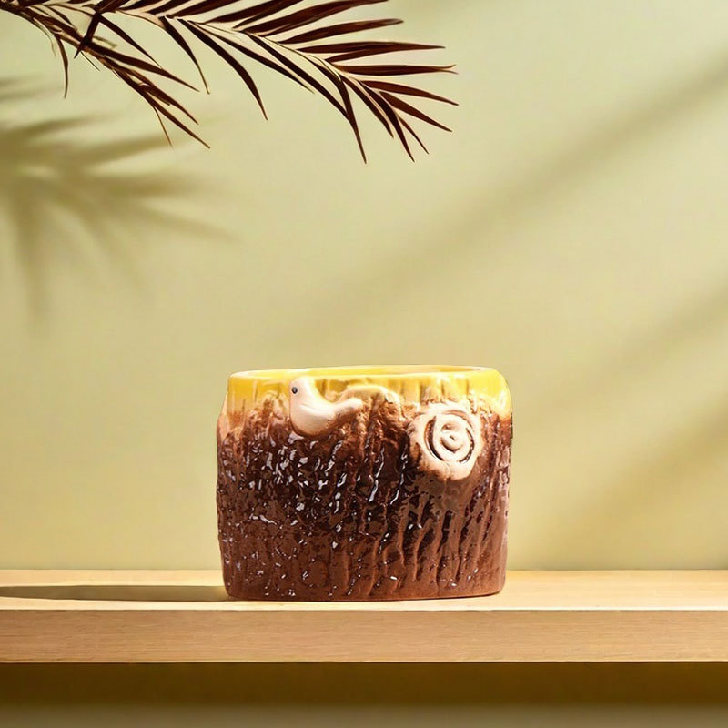 Oval de cabeza de árbol, maceta de cerámica, planta verde para el hogar, maceta de cerámica de gres transpirable, maceta de arcilla pequeña, plato de flores, venta al por mayor