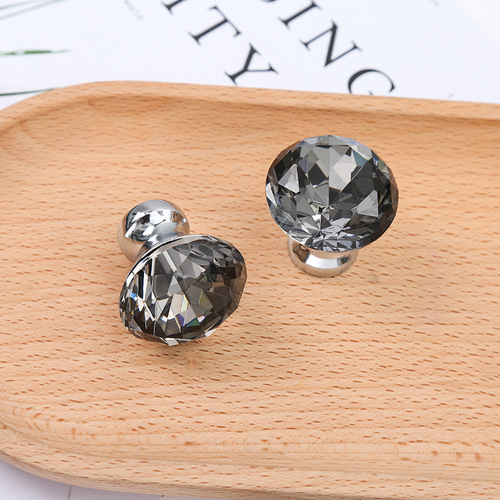 Modern simple cabinet round cabinet door glass handle single hole diamond crystal handle furniture hardware drawer handle