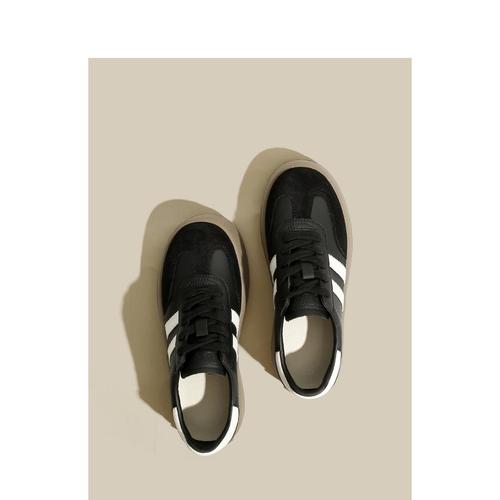 Dexun shoes for women 2024 spring new thick-soled retro color-blocking casual sports versatile soft-soled shoes ins trend