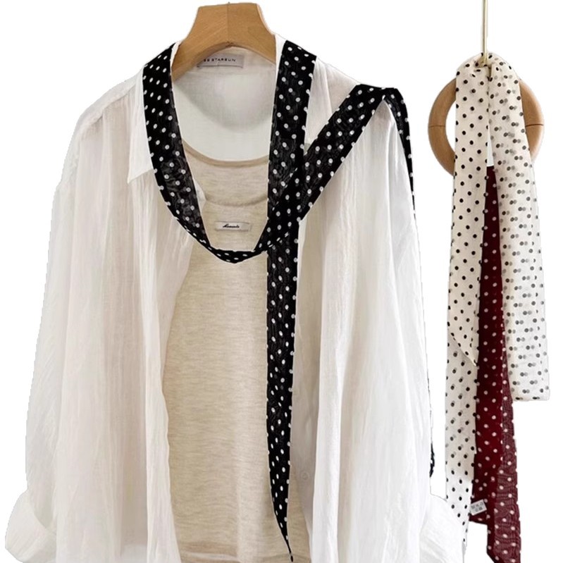 Cinta de seda 100% morera, punto de onda, cinta estrecha, cinta para el cabello de seda, cinta para el cuello de primavera y verano, bufanda de seda de alta calidad, bufanda