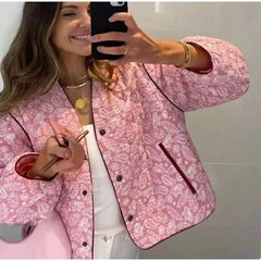 国境を越えた欧米の女装速売が爆発したピンクのプリントをつなぎ合わせたコート-長期的な備蓄は安心して陳列する