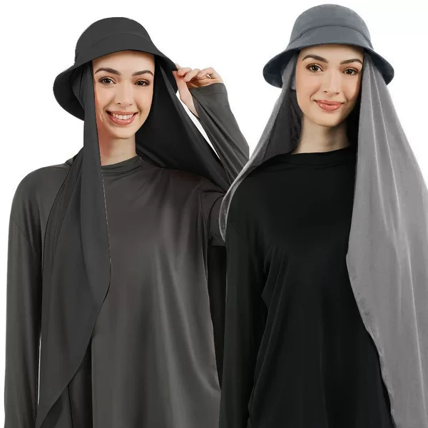 New fashion monochrome suit headscarf solid color chiffon plus fisherman hat scarf hat one-body combination