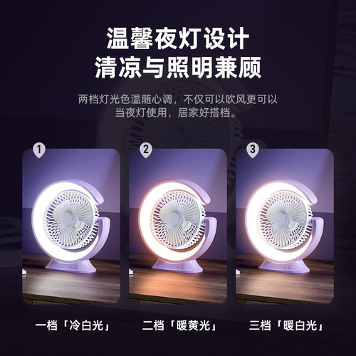 New Cross-border Desk Lamp Electric Fan Home Office Desktop Small Fan Table Fan Dual Charging Reversible Air Circulator