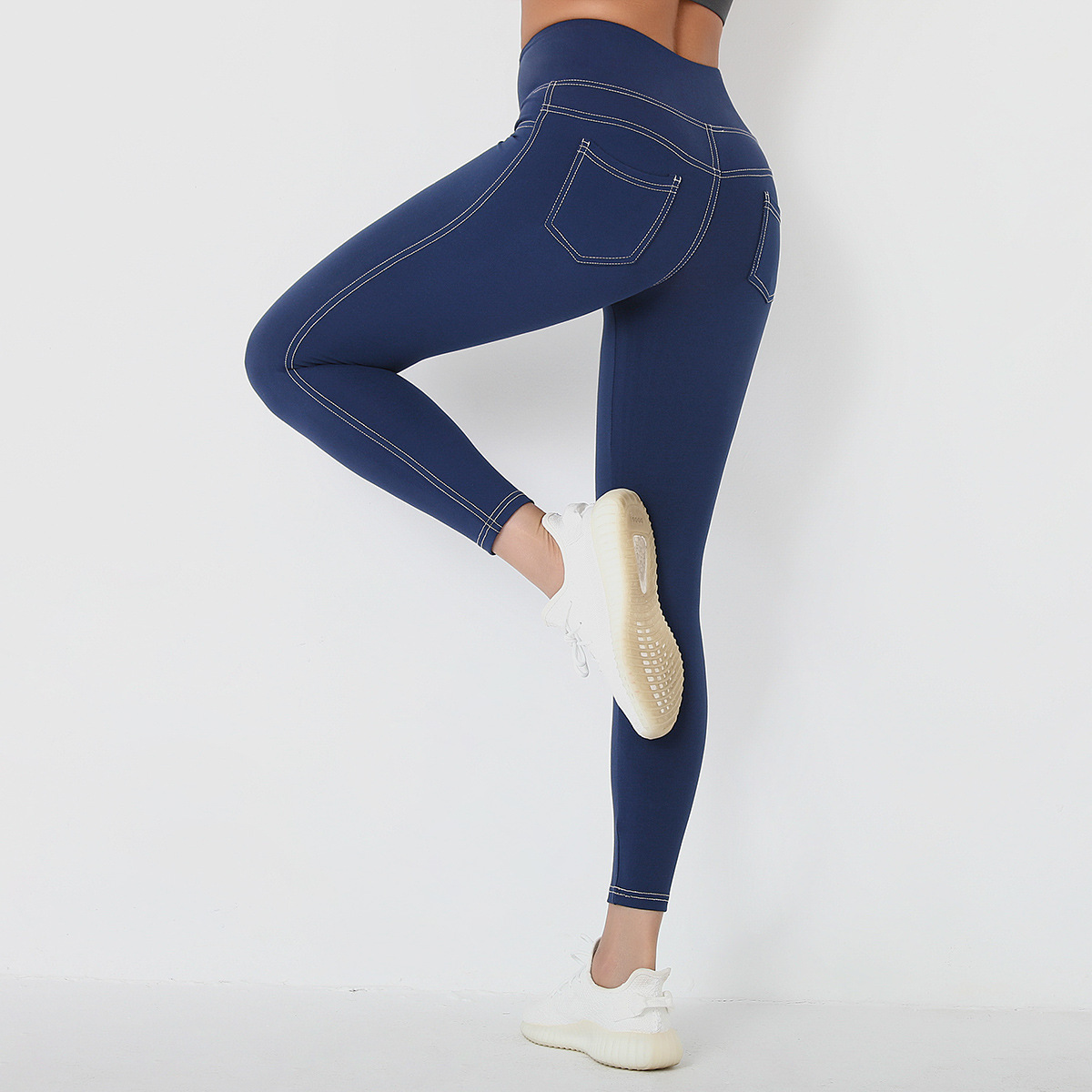 denim high waist hip-lifting yoga pants   NSLX36649