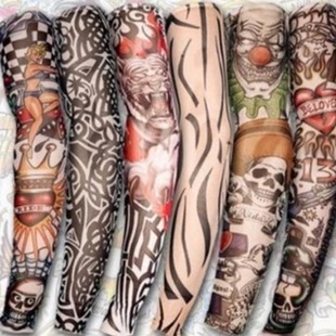 Tattoo Sleeve Flower Arm Seamless Tattoo Ice Sleeve Sunscreen Driving Men's and Women's Riding Arm Sleeve Ice Silk Gloves Sleeve