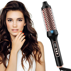 国境を越えた売れ筋ヘアアイロンローラーコームストレート電気熱コームストレートとカーリング両用デジタルディスプレイ電気熱コームヘアアイロン OZON