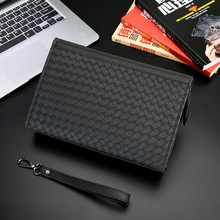 2023男士手拿包编织纹信封包大容量商务超纤皮压花零钱手抓包便携