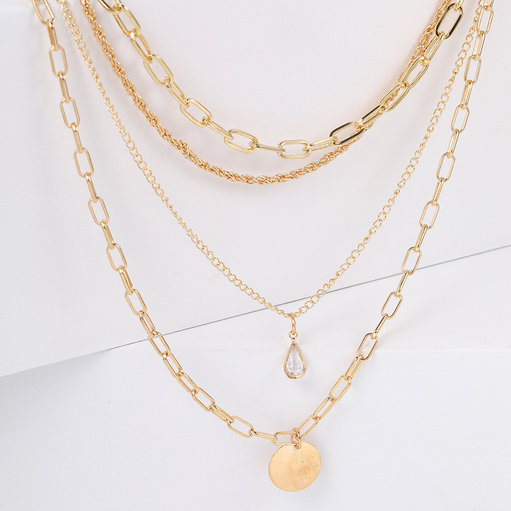 Multi-layer Metal Chain Necklace For Women With Pendant Detail_voghion.com