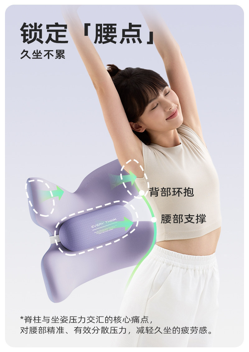 Sleep Hole EVERYTHINK Butterfly Lumbar Support Pillow for Waist and Back, Seat Lumbar Support Cushion, Office Workstation Lumbar Pillow