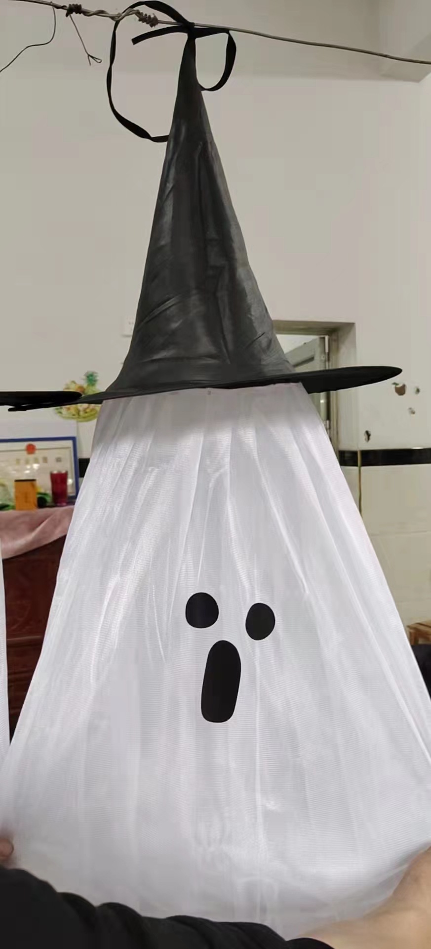 Amazon nuevo sombrero de hilo LED decoración de Halloween sombrero colgante sombrero fantasma sombrero de hilo