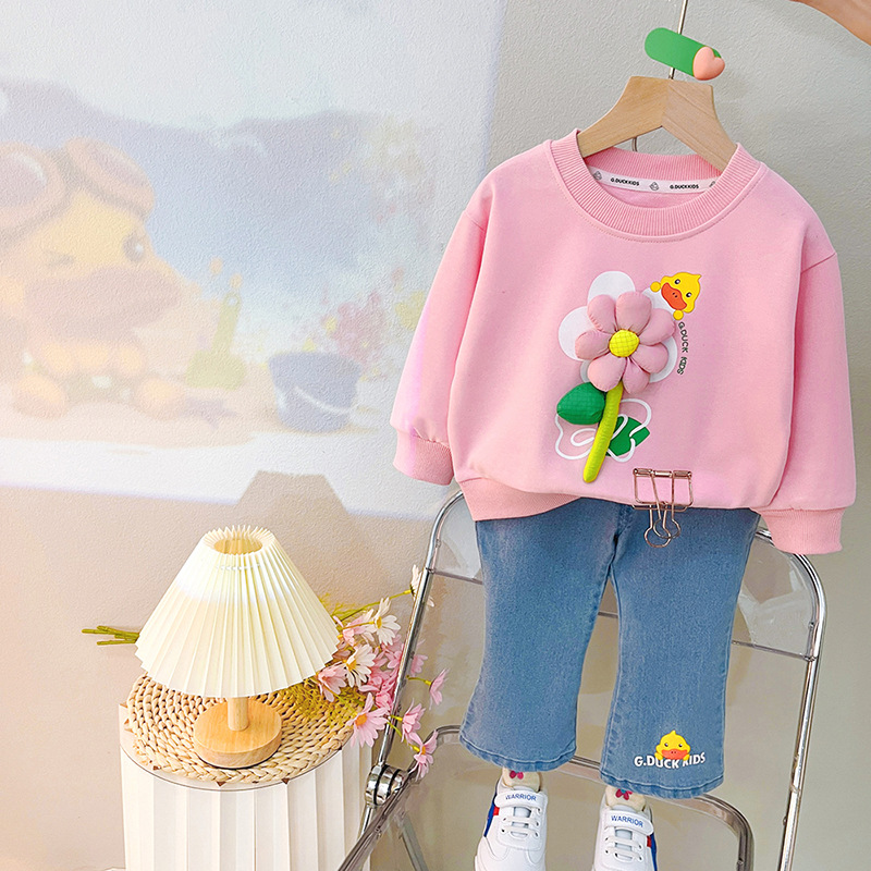 Cute Cartoon Flower Cotton Girls Clothing Sets display picture 2