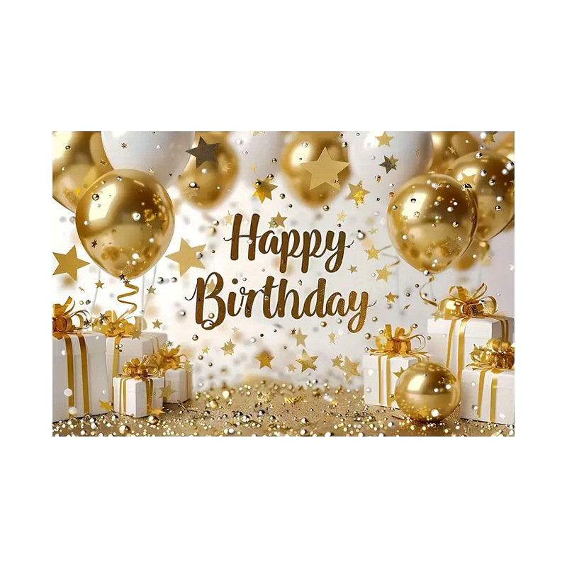 クロスボーダーブラックゴールド誕生日年齢写真バナー誕生日パーティーシーン写真撮影布用品小道具背景布|undefined