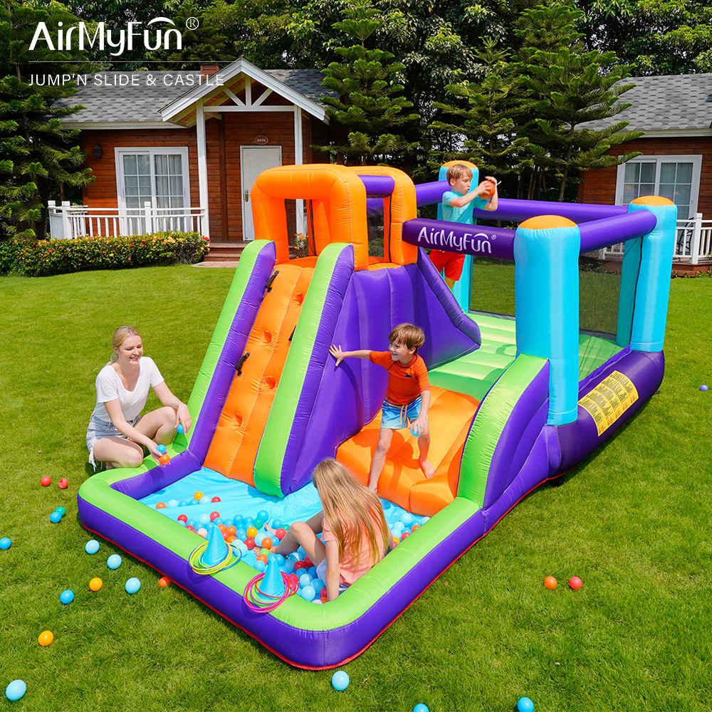 AMF | Pequeño castillo inflable cama de salto para niños cama de salto inflable piscina de olas casa castillo inflable para niños