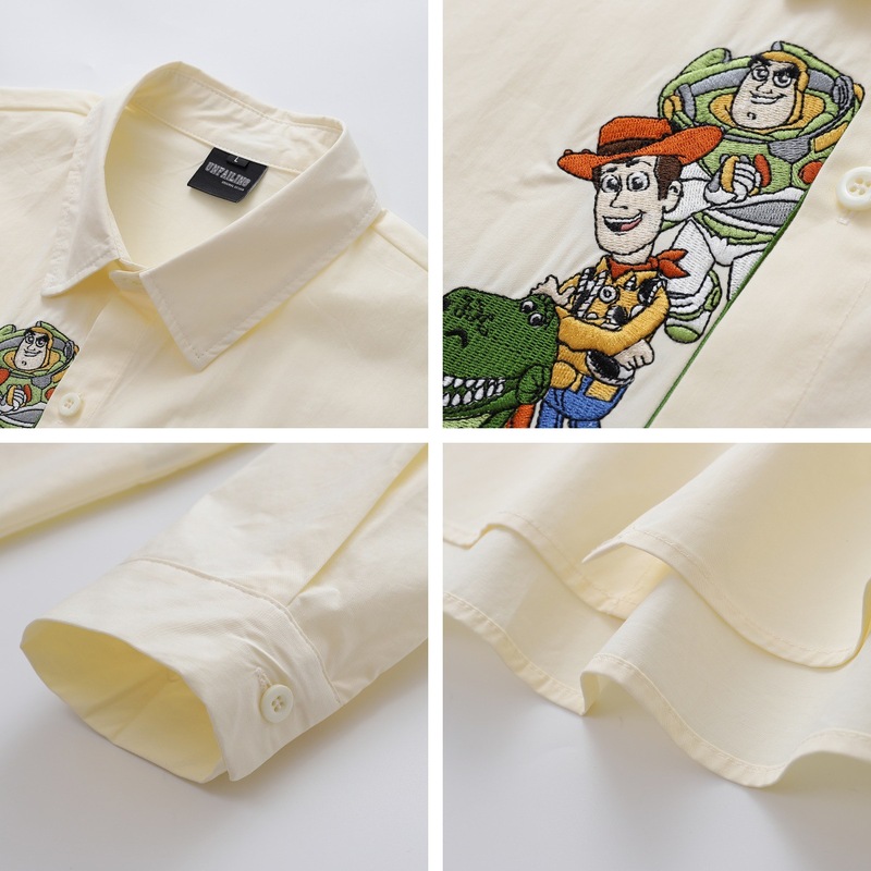 アメリカンレトロ漫画刺繍長袖シャツメンズ 2025 秋オーバーサイズカップルカジュアルシャツジャケット|undefined