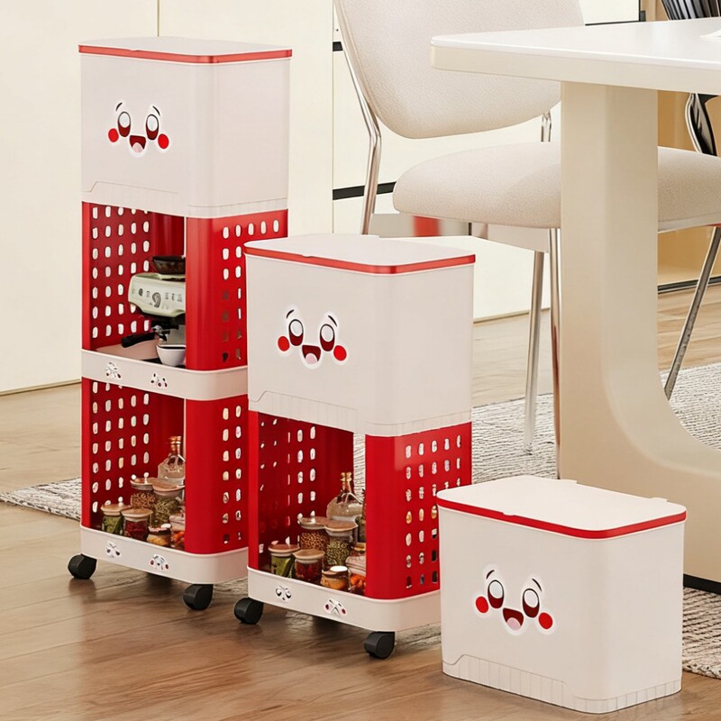 New Model of Kitchen Trash Can That Eliminates the Need to Bend Over, Multifunctional Movable Storage Rack for Home Use, Large Capacity Storage Rack for Rental Apartments New Model of Kitchen Trash Can That Eliminates the Need to Bend Over, Multifunctional Movable Storage Rack for Home Use, Large Capacity Storage Rack for Rental Apartments