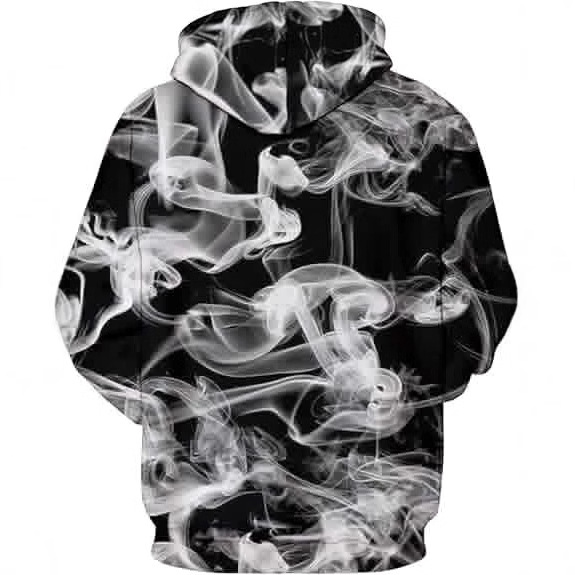 Hombres y mujeres del mismo estilo primavera y otoño suelto todo fósforo de manga larga con parche bolso con capucha suéter personalizado humo impresión 3D ventas directas de fábrica