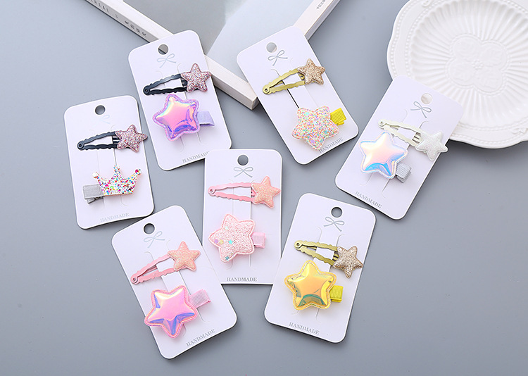 Girl's Simple Style Star Solid Color Alloy Stoving Varnish Hair Clip display picture 2